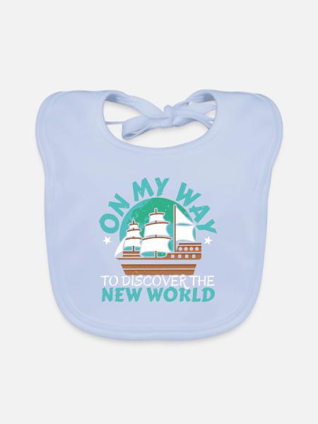 Auf dem Weg zur Entdeckung der Neuen Welt Kolumbus - Baby Bio-Lätzchen - sky Blue - Vorne