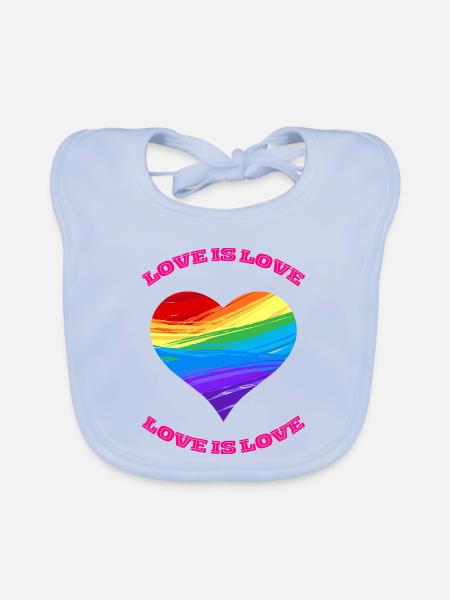 Liebe ist Liebe. Regenbogen-Herz-Design. - Baby Bio-Lätzchen - sky Blue