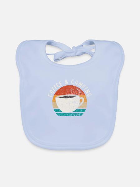 Camping und Kaffee - Baby Bio-Lätzchen - sky Blue