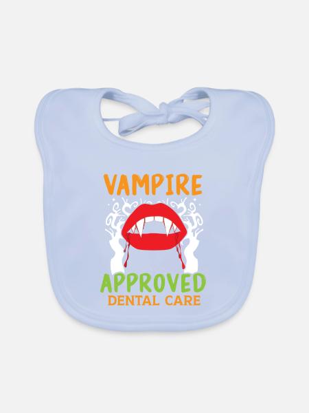 Vampir-geprüfte Zahnpflege. - Baby Bio-Lätzchen - sky Blue