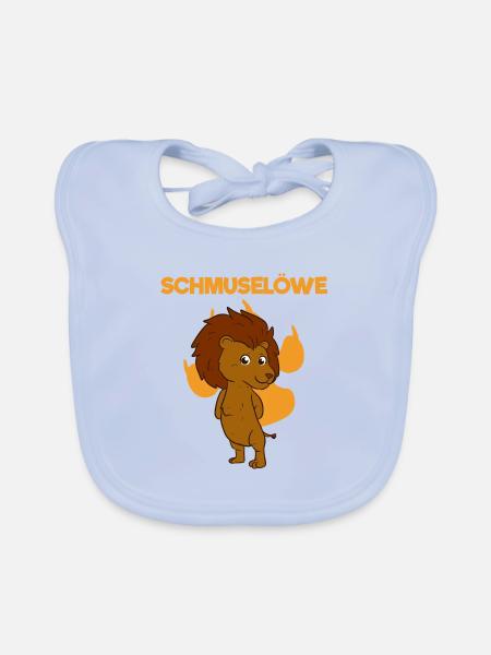 Schmuselöwe Schmusefreund Schmusen - Baby Bio-Lätzchen - sky Blue - Vorne
