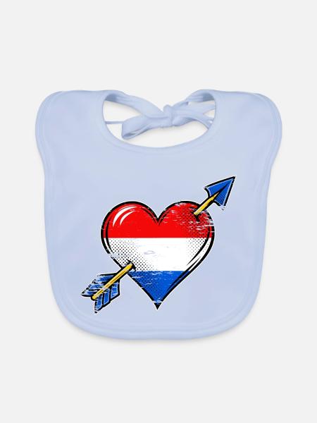 Holland Flagge Herz mit Pfeil used look - Baby Bio-Lätzchen - sky Blue - Vorne