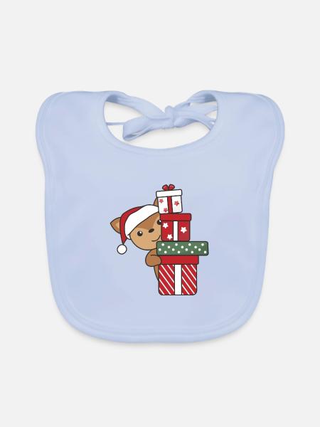 Reh Weihnachten Geschenk Winter Tiere Rehe - Baby Bio-Lätzchen - sky Blue - Vorne