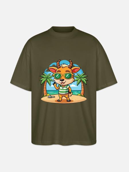 Antelope Funny Cartoon Summer Beach Sunglasses - Stanley/Stella Oversized Unisex Organic T-shirt Blaster 2.0 - khaki