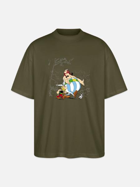 Asterix & Obelix con Dogmatix in the Wild - Maglietta articolo ecologico Unisex vestibilità oversize Stanley/Stella Blaster 2.0 - kaki