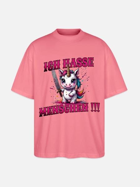 Böses Einhorn, lustiger Spruch - Stanley/Stella Oversized Unisex Bio T-Shirt Blaster 2.0 - Pink
