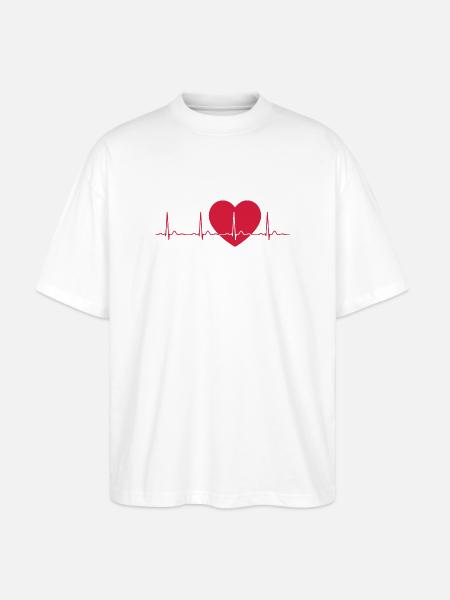 Heartbeat ECG Line Medical Pulse Wave Icon Vector - Stanley/Stella Oversized Unisex Organic T-shirt Blaster 2.0 - white