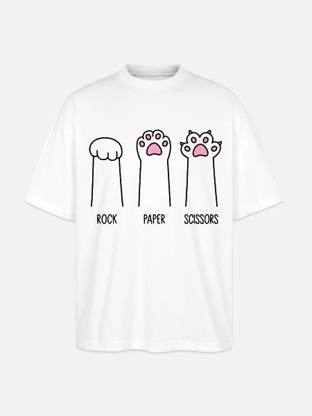Rock Paper Scissors - Stanley/Stella Oversized Unisex Organic T-shirt Blaster 2.0 - white
