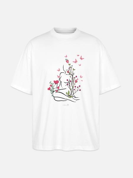 Skin-flowered - Stanley/Stella Oversized Unisex Organic T-shirt Blaster 2.0 - white