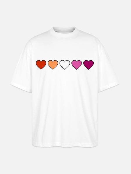 Lesbian Lesbian Lesbian Hearts - Stanley/Stella Oversized Unisex Organic T-shirt Blaster 2.0 - white