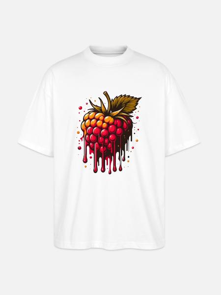 Two-tone dripping raspberry - Stanley/Stella Oversized Unisex Organic T-shirt Blaster 2.0 - white