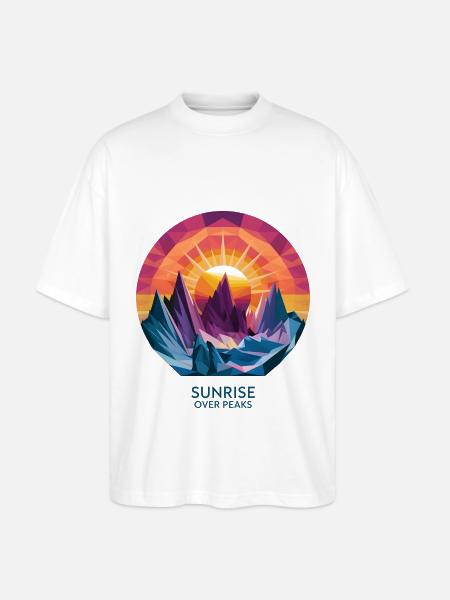 Sunrise Over Peaks - Stanley/Stella Oversized Unisex Organic T-shirt Blaster 2.0 - white