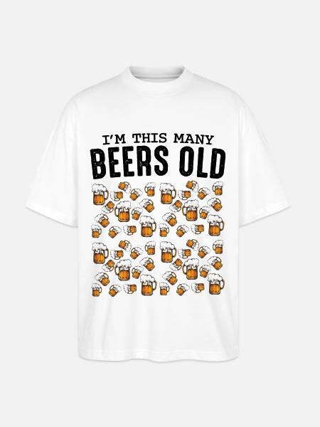 Beer Mug Pattern Collection Birthday 50 - Stanley/Stella Oversized Unisex Organic T-shirt Blaster 2.0 - white