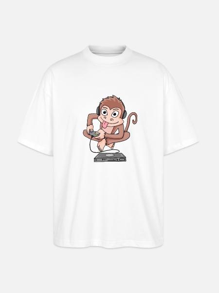 Monkey plays video games - Stanley/Stella Oversized Unisex Organic T-shirt Blaster 2.0 - white