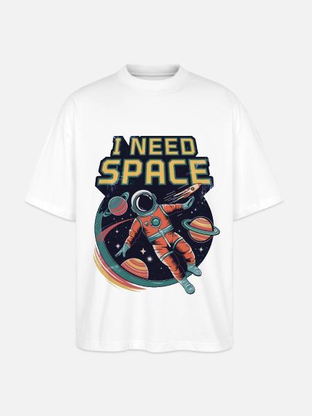 I Need Space - Stanley/Stella Oversized Unisex Organic T-shirt Blaster 2.0 - white