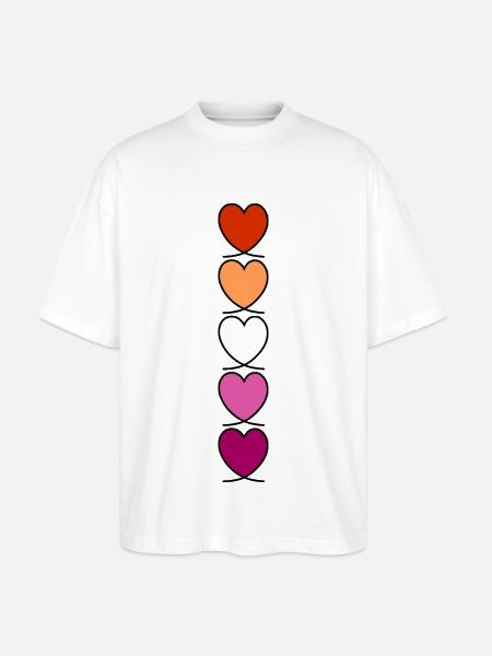 Lesbian Lesbian Lesbian Hearts - Stanley/Stella Oversized Unisex Organic T-shirt Blaster 2.0 - white