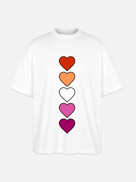 Lesbian Lesbian Hearts - Stanley/Stella Oversized Unisex Organic T-shirt Blaster 2.0 - white