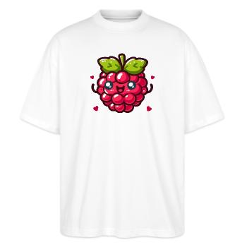 Liebe Himbeere - Stanley/Stella Oversized Unisex Bio T-Shirt Blaster 2.0 - Weiß - Vorne - Alina (178cm) & Michal (187cm)