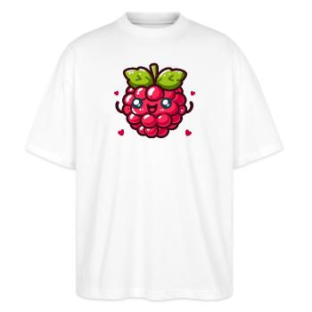 Liebe Himbeere - Stanley/Stella Oversized Unisex Bio T-Shirt Blaster 2.0 - Weiß - Vorne - Alina (178cm) & Michal (187cm)