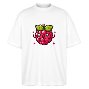 Liebe Himbeere - Stanley/Stella Oversized Unisex Bio T-Shirt Blaster 2.0 - Weiß - Vorne - Alina (178cm) & Michal (187cm)