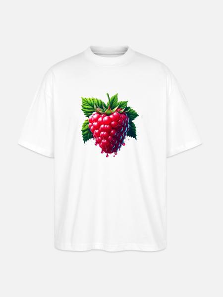 Runny leafy raspberry - Stanley/Stella Oversized Unisex Organic T-shirt Blaster 2.0 - white