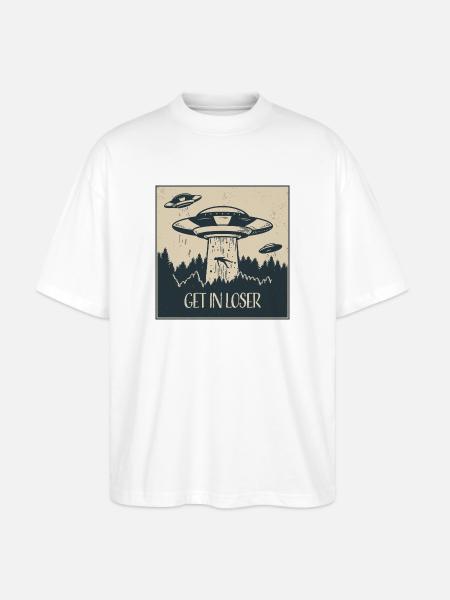 Extraterrestrial UFO Funny Space Gift - Stanley/Stella Oversized Unisex Organic T-shirt Blaster 2.0 - white