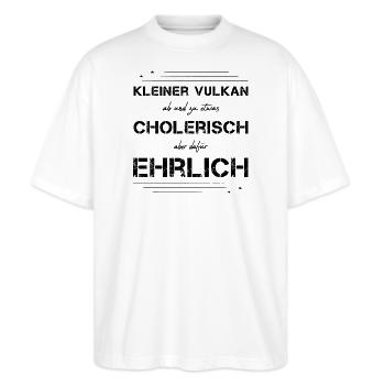 cholerisch ehrlich Choleriker - Stanley/Stella Oversized Unisex Bio T-Shirt Blaster 2.0 - Weiß - Vorne - Alina (178cm) & Michal (187cm)