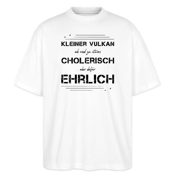 cholerisch ehrlich Choleriker - Stanley/Stella Oversized Unisex Bio T-Shirt Blaster 2.0 - Weiß - Vorne - Alina (178cm) & Michal (187cm)
