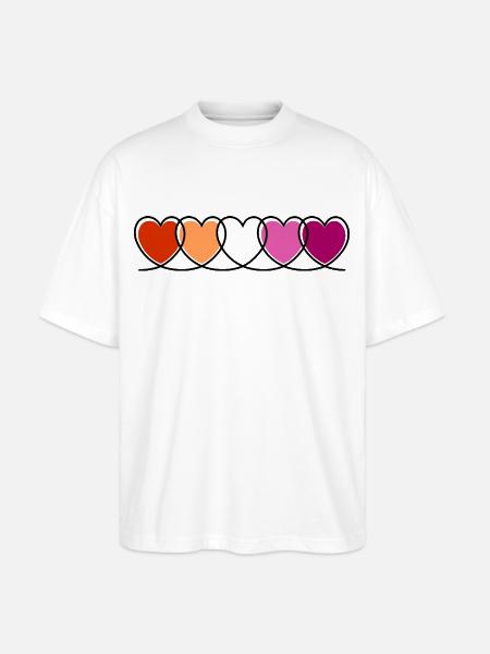 Lesbe lesbisch Herzen - Stanley/Stella Oversized Unisex Bio T-Shirt Blaster 2.0 - Weiß