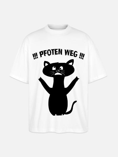 Pfoten Weg! – Schwarze Katze Statement - Stanley/Stella Oversized Unisex Bio T-Shirt Blaster 2.0 - Weiß