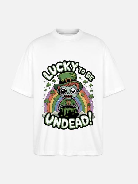 Lucky To Be Undead! - Stanley/Stella Oversized Unisex Organic T-shirt Blaster 2.0 - white