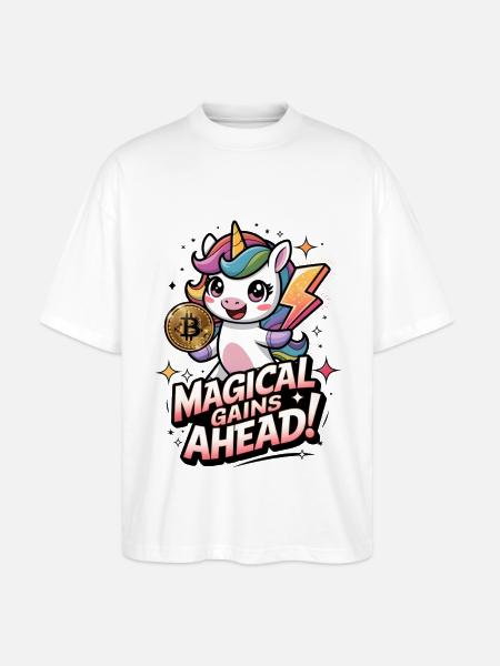Magical Gains Ahead! - Stanley/Stella Oversized Unisex Organic T-shirt Blaster 2.0 - white