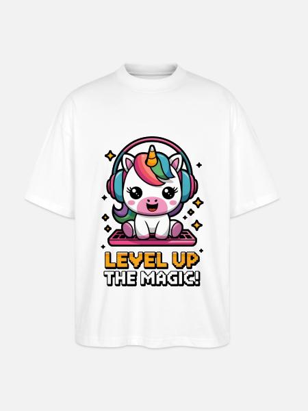 Level Up The Magic! - Stanley/Stella Oversized Unisex Organic T-shirt Blaster 2.0 - white