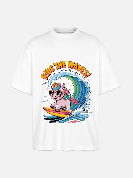 Ride The Waves! - Stanley/Stella Oversized Unisex Organic T-shirt Blaster 2.0 - white