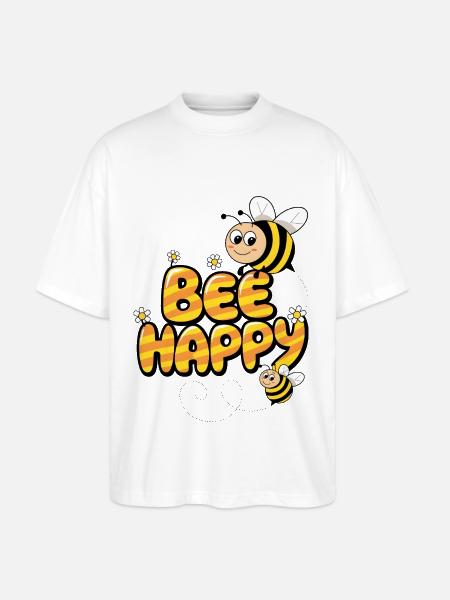 Bee Happy - Stanley/Stella Oversized Unisex Organic T-shirt Blaster 2.0 - white