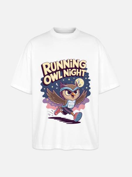 Running Owl Night - Stanley/Stella Oversized Unisex Organic T-shirt Blaster 2.0 - white