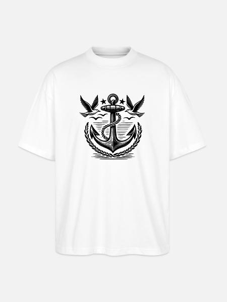 Anchor Seagulls Logo - Stanley/Stella Oversized Unisex Organic T-shirt Blaster 2.0 - white