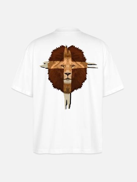 Löwe Kreuz Christliches Geschenk - Stanley/Stella Oversized Unisex Bio T-Shirt Blaster 2.0 - Weiß