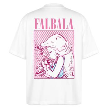 Asterix & Obelix Falbala Küsst Idefix - Stanley/Stella Oversized Unisex Bio T-Shirt Blaster 2.0 - Weiß - Hinten - Alina (178cm)