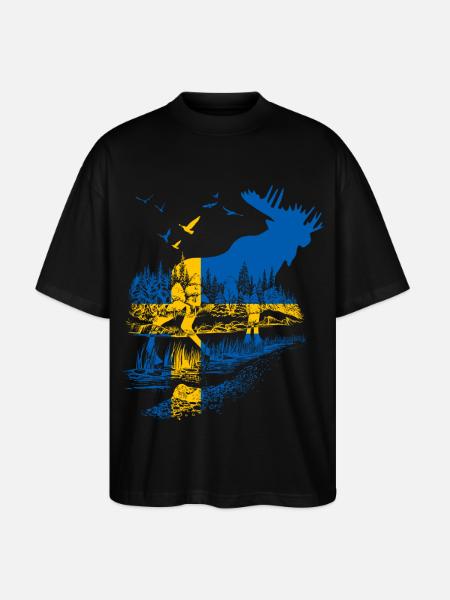 SWEDEN MOOSE - Stanley/Stella Oversized Unisex Organic T-shirt Blaster 2.0 - black