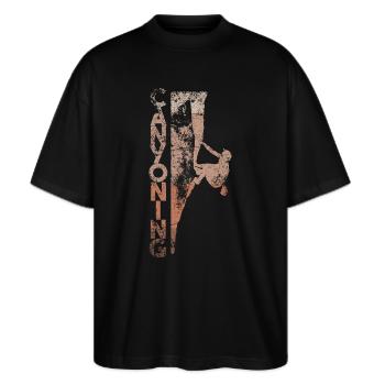 Canyoning - Stanley/Stella Oversized Unisex Bio T-Shirt Blaster 2.0 - Schwarz - Vorne - Alina (178cm) & Michal (187cm)