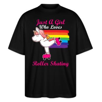 Roller Skating - Stanley/Stella Oversized Unisex Bio T-Shirt Blaster 2.0 - Schwarz - Vorne - Alina (178cm) & Michal (187cm)