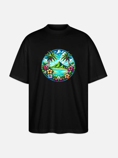 Caribbean Island Logo - Stanley/Stella Oversized Unisex Organic T-shirt Blaster 2.0 - black