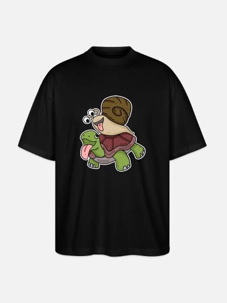 Tortue et escargot - T-shirt bio Blaster 2.0 coupe oversize Stanley/Stella Unisexe - noir
