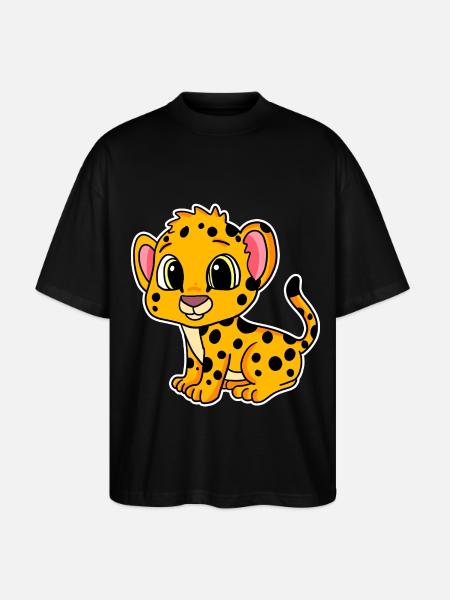 Bébé guépard - T-shirt bio Blaster 2.0 coupe oversize Stanley/Stella Unisexe - noir