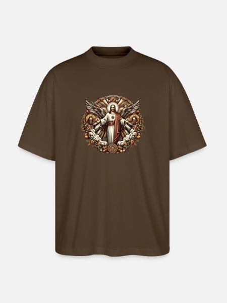 Jesus Christ Logo - Stanley/Stella Oversized Unisex Bio T-Shirt Blaster 2.0 - Dunkelbraun