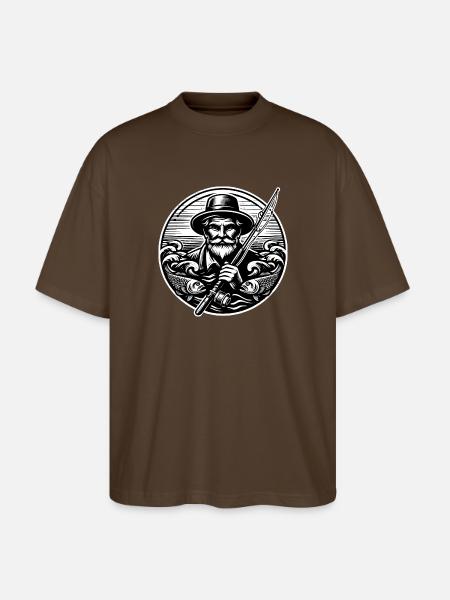 Angler Logo - Stanley/Stella Oversized Unisex Organic T-shirt Blaster 2.0 - mocha