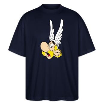Asterix & Obelix - Flügelhelm - Stanley/Stella Oversized Unisex Bio T-Shirt Blaster 2.0 - Navy - Vorne - Alina (178cm) & Michal (187cm)