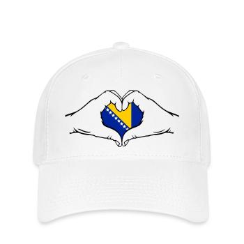 Bosnien Flagge Herzform - Flexfit Cap - Weiß - Vorne