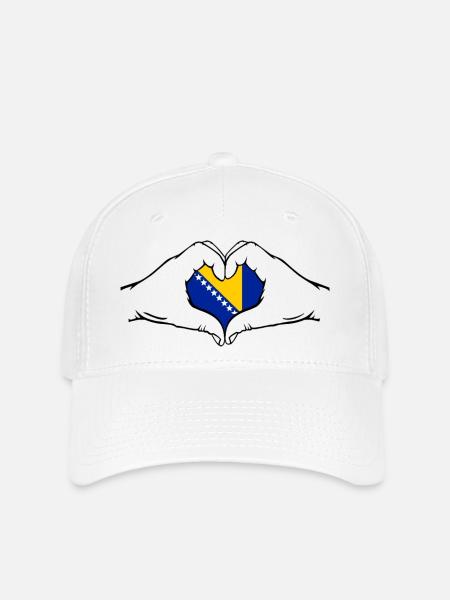 Bosnien Flagge Herzform - Flexfit Cap - Weiß
